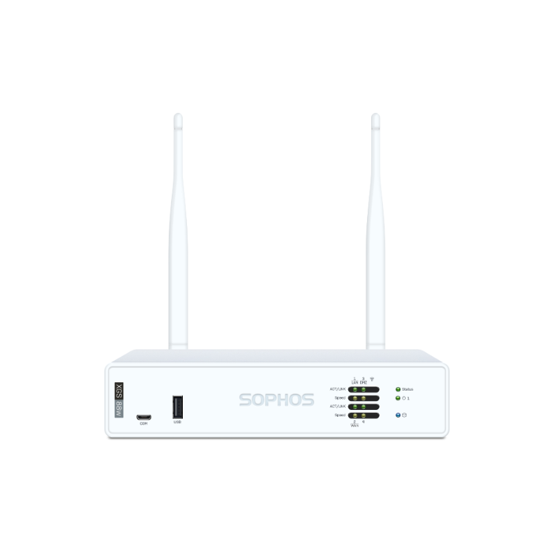 Sophos XGS 88w Security Firewall Appliance, Desktop, Wi-Fi 6, FW 9.9G, TP 2.0G, VPN 6.0G, 4x2.5GbE.